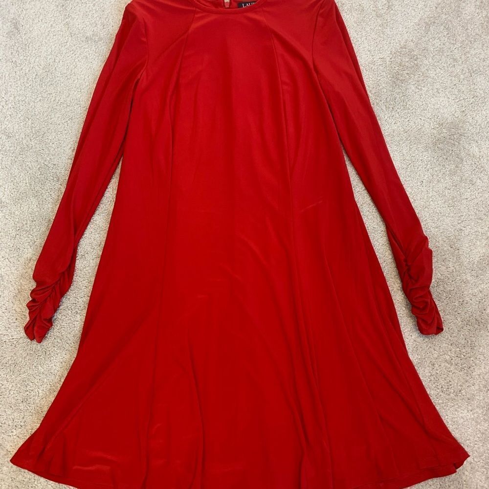 LAUREN Ralph Lauren red Jersey Fit-and-Flare Dress Sz 8 NWOT - Picture 9 of 14